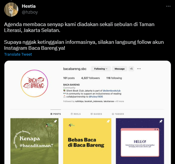 Kak Hestia, Bookish Couple, Mengajak Baca Buku Bareng